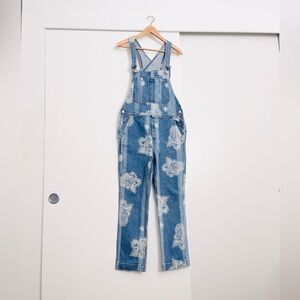 Free People Botanical Paisley Denim Overalls Size 26